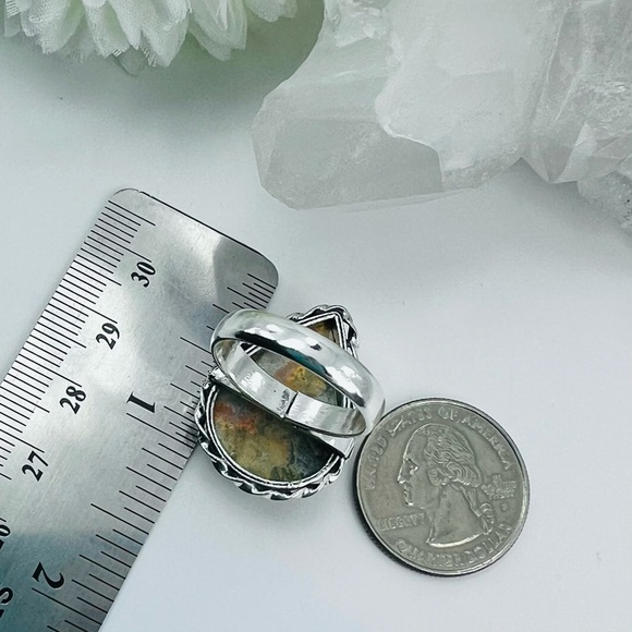 🌷Sterling Silver 925 Bumblebee Jasper Ring Size 8.75 Handmade New - Picture 7 of 10